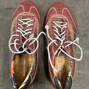 Kenneth Cole Men's Burgundy Sneakers with White Leather Laces